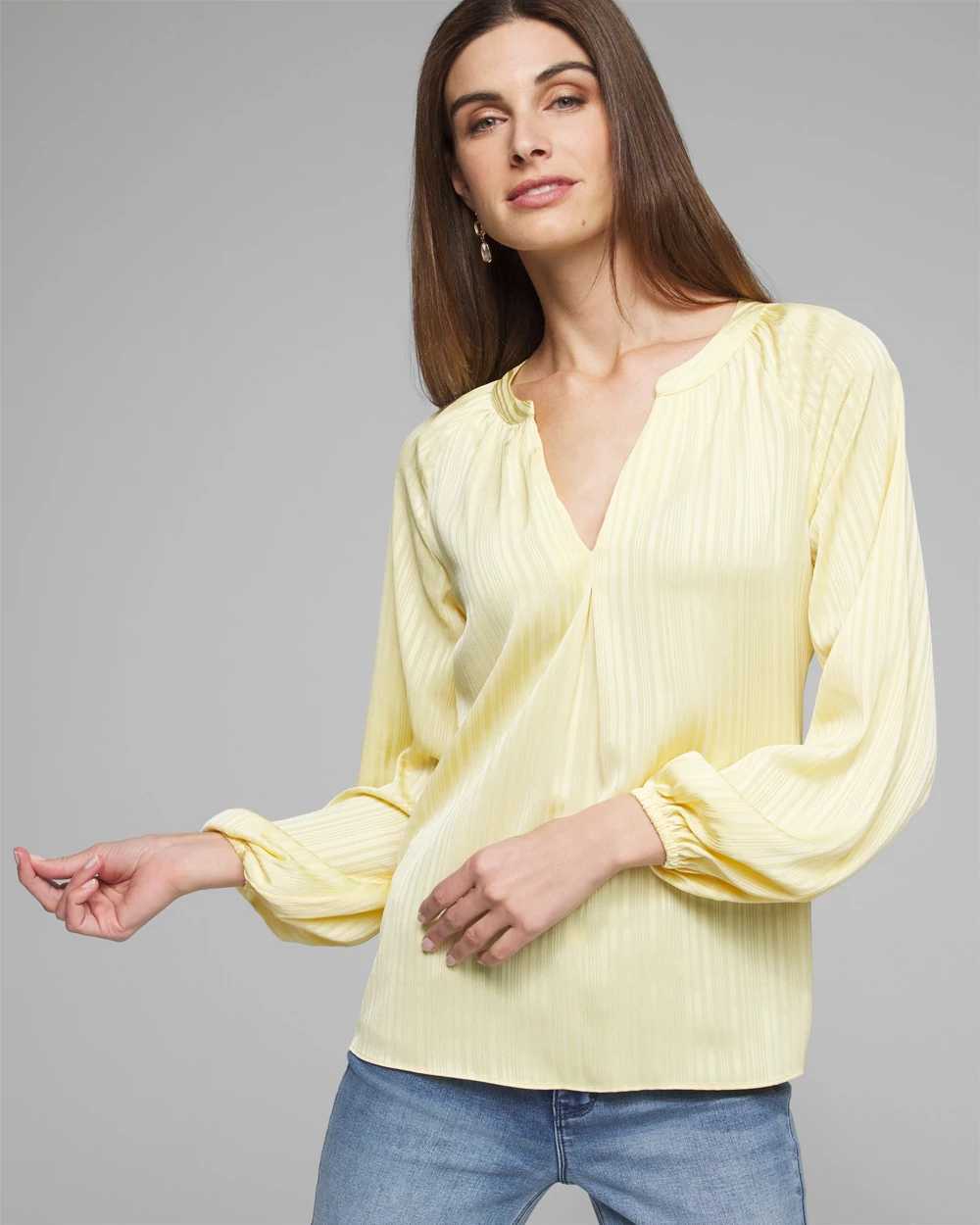 V neck 2025 peasant top
